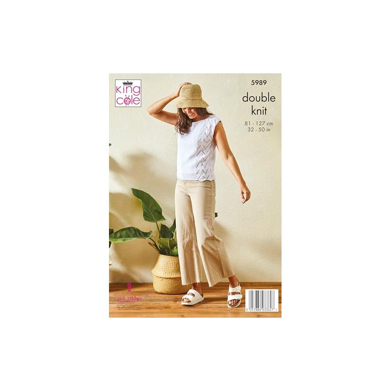 King Cole Ladies DK Knitting Pattern 3/4 Sleeve or Sleeveless