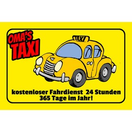mrdeco Metal Sign 12 x 18 cm Domed Grandma's Taxi 24 Hours 365 Days Sign