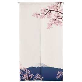 Ofat Home Japanese Artistic Doorway Curtain 33.5 x 59 inch Sakura and Mount Fuji Tapestry for Wall Hanging Kitchen Door Divider Room Decor