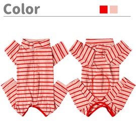 KUVEELA Pet Recovery Suit For Small To Medium Dogs, Long Sleeve Post-Surgery Clothing, Male/Female, Sterilization, Weaning, Wound Protection, Skin Disease Care, Breathable (XXS, Pink Red)