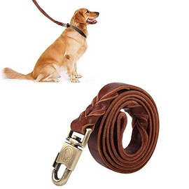 Correa de Cuero Marrón para s, Cuerda de Cuero Genuino para Entrenamiento de Collar de Resistente de Grado Militar para s medianos y Grandes Que Caminan, Correas de Entrenamiento para