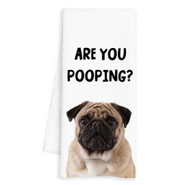 INDAJEDN Funny Pug Bathroom Towels, are You Pooping Towels, Pug Decor, Funny Bathroom Hand Towels, Funny Pug Bathroom Decor, Pug Gifts, 16x24 Inches