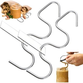 THJOPOKEEL Natural Peanut Butter Stirrer, Stainless Steel Butter Stirrer With Scraper, Multipurpose Butter And Jam Mixing Tool, Manual Nut Butter Stirrer Tool For Mixing Various Butters And Jams（2pcs)