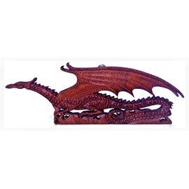 Brave Wings Hand Carved Wooden Dragon Relief Panel ~ Volcanic Dragon ~ OOAK Ornament Sculpture Figurine Statue Unique Wall Decoration Home Decor Gift for Christmas and Birthdays ~ 4012