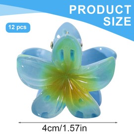 IKOPFLN Pack of 12 Flower Hair Clips, 4 cm Cute Acrylic Hair Clips, Small Hair Clips, Non-Slip Hair Jaw Clips for Women, Girls, Medium and Thin Hair Styling Accessories (Six Colours), a