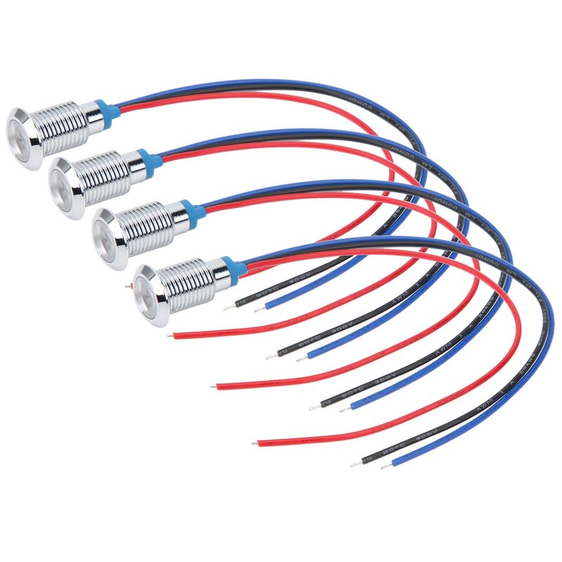 4 sets of common anode round LEDs, 10 mm pre-wired