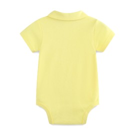 FITFIFTH POD Baby Polo Top Newborn Bodysuit Short Sleeve Baby Yellow Girl Boy 100% Organic Cotton Breathable Solid ONESIE 0~3Months