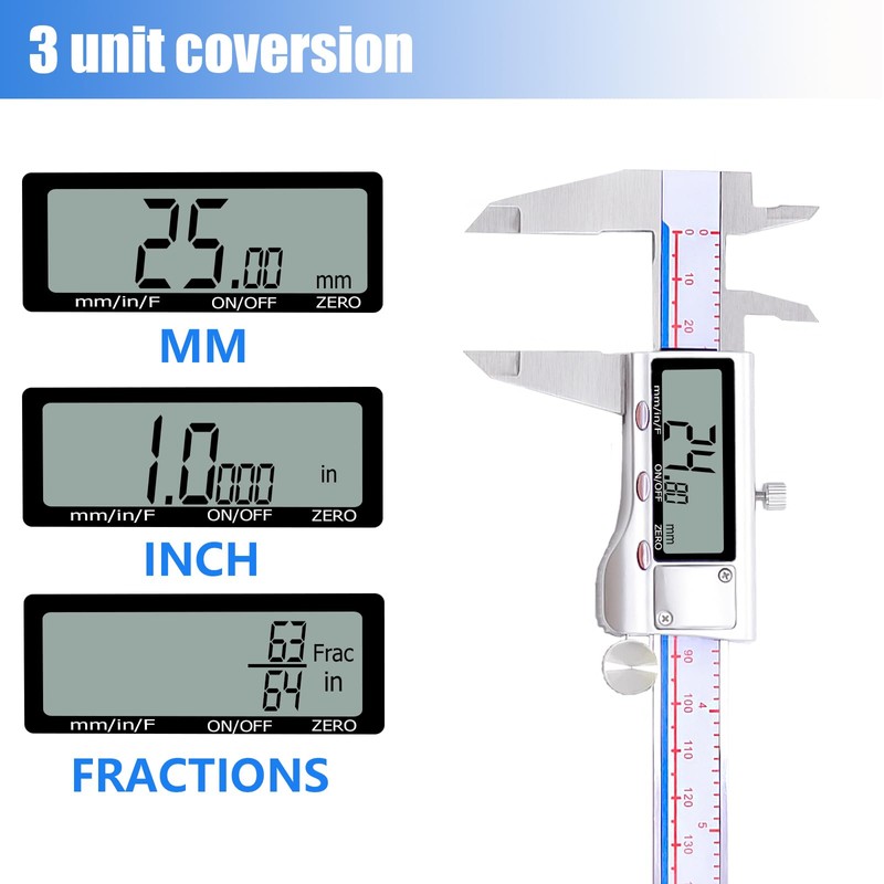 Digital Caliper, Vernier Caliper Measuring Tool with Stainless Steel, Electronic