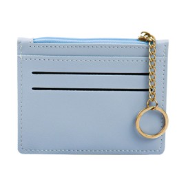 AfitLulu Keychain Wallet with Zipper, Credit Card Holder for Women with 6 Credit Card Slots and Keychain, Slim Wallet for Women for Card, Coin (Blue)