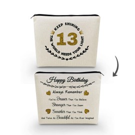 YULUENZE Birthday Gifts 13th Birthday Golden Shining Remember You Are Braver Stronger Smarter Beautiful Happy 13-Year-Old Birthday Gift for Women Friends Sisters