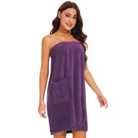 vislivin Women's Terry Towelling Sauna Kilt Sauna Towel Women Sauna Kilt with Press Studs and Elastic Band Purple L, purple