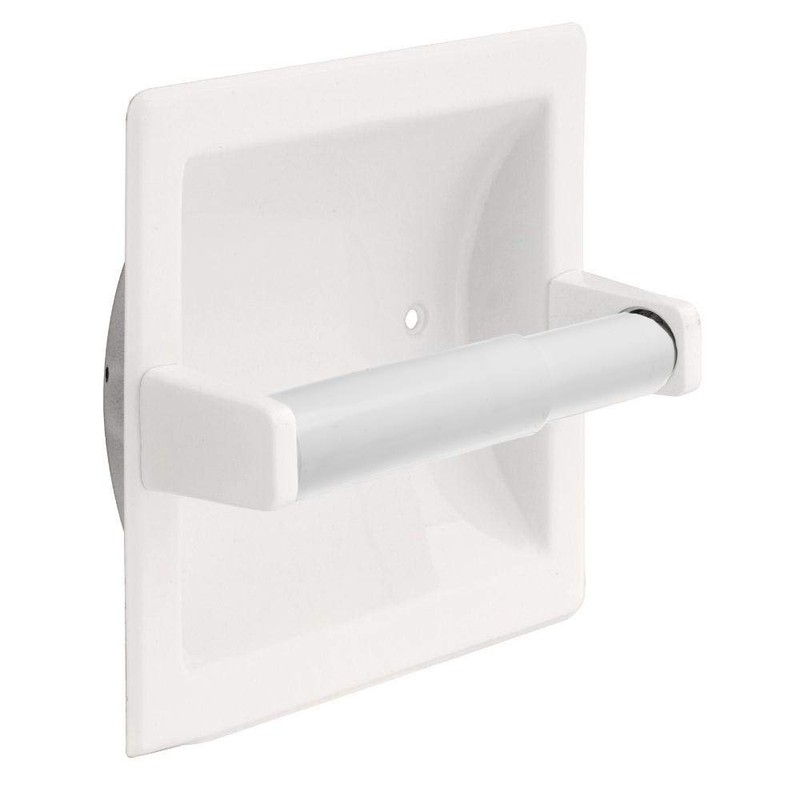 2 Pack - 6-1/4" White Toilet Paper Holder Spring Loaded