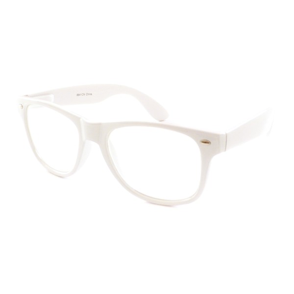 NERD Geek 50s Style Oversize Trendy Frame Unisex Clear Lens Eye Glasses WHITE