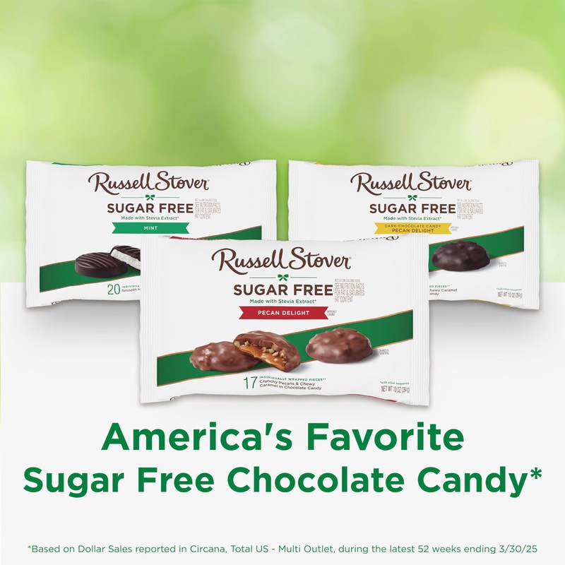 Russell Stover Sugar Free Pecan Delights with Stevia, 10 oz.