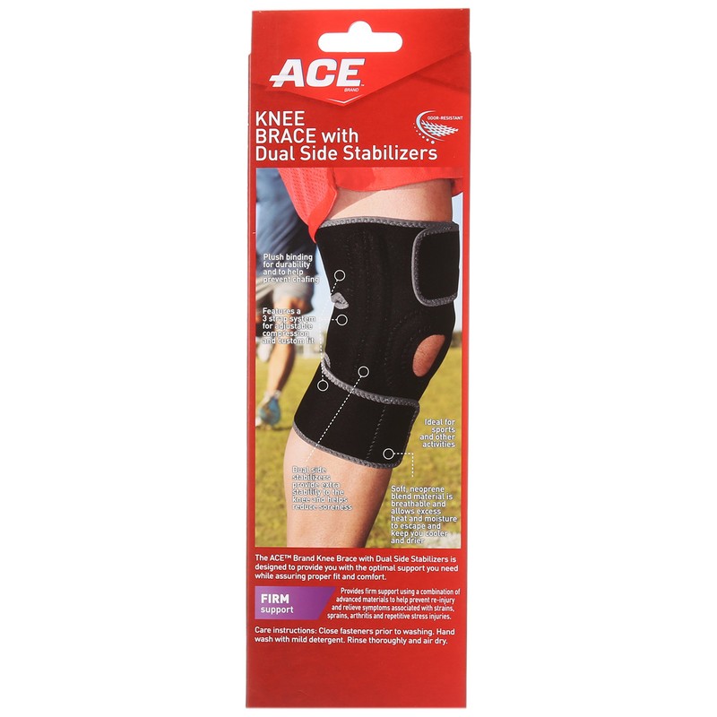 ACE Adjustable Knee Brace with Dual Side Stabilizers, Helps support