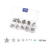 sourcing map 120PCS Metal Star Studs Claw 5-Claw Silver Tone