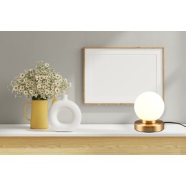 lightling Pekka Table Lamp with Base Matte Brass Metal Glass Shade White Touch Function Excl. 1 x E14 Max. 40 W Diameter 12 cm Height 15 cm