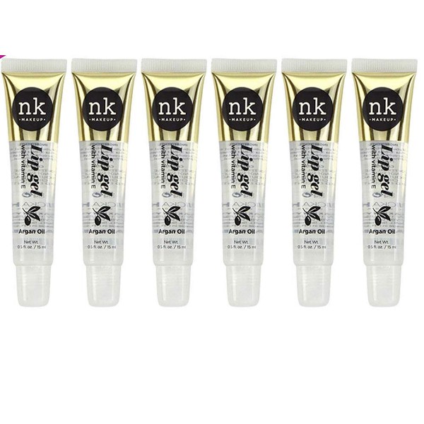 6 PACK!! NICKA K NEW YORK Clear Lip Gel with Vitamin E (Argan Oil)