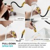 KENES Brushed Gold Single Handle Bathroom Faucet with Pull Out