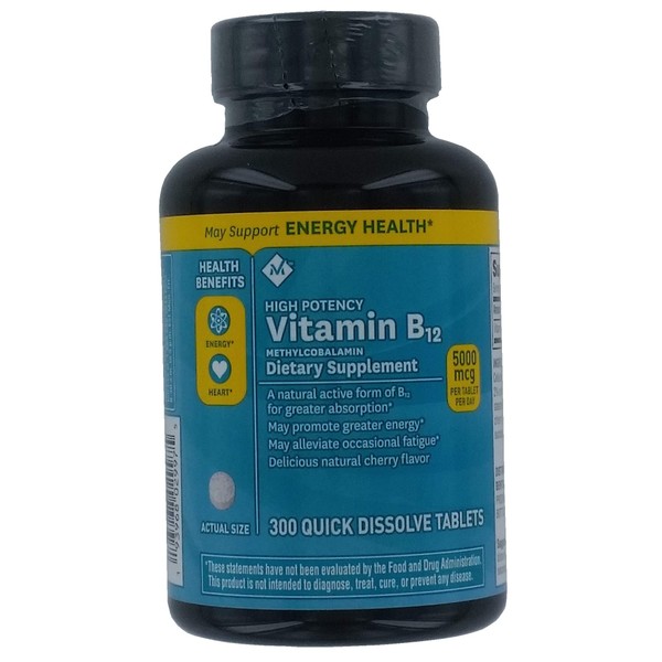 MM Sublingual Vitamin B12 5000mcg methylcobalamin (300 ct.) by Members Mark