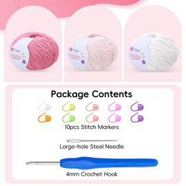 Fluffy Yarn for Crochet 50gx3 with 4mm Hook, Flutterby Chunky Yarn for Crochet, Soft Plush Chunky Thick Wool, Perfect for Baby Blankets & Amigurumi(3-Rabbit)