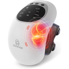 Comfier Knee Massager, Cordless Knee Massager with 3 Adjustable Temperatures, Red Light Knee Massager with LCD Display, Heat and Vibration Massage to Relieve Joint Pain