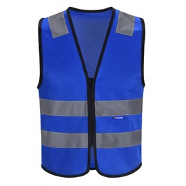 Horse hi viz vest Adult High Visibility Hi Viz Vest Waistcoat Work Safety hi vis vest(XXS-XXL) (L, Blue)