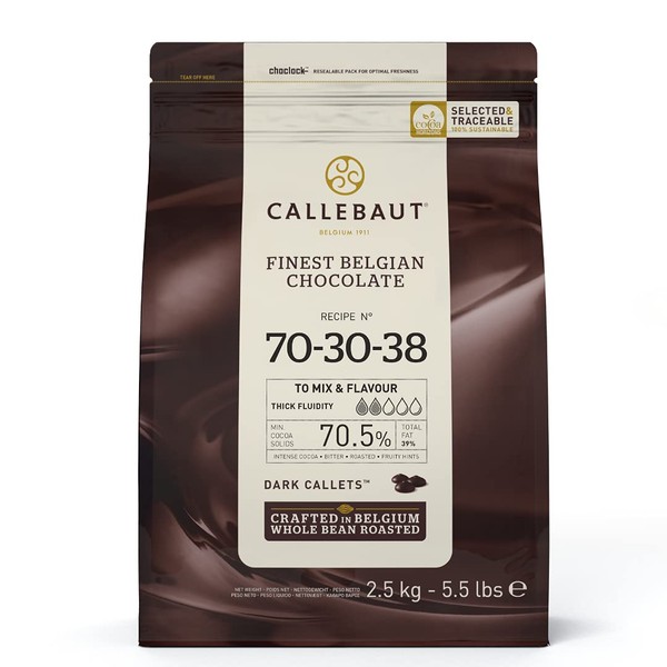 Callebaut 70% dark chocolate chips (callets) 2.5kg