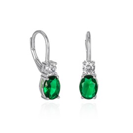 Diamond Treats 925 Sterling Silver Earrings for Women and Teens, Cute Drop Earrings for Women with Green, Blue or Red Cubic Zirconia Stones, Elegant Leverback Earrings Made of 925 Silver, Sterling