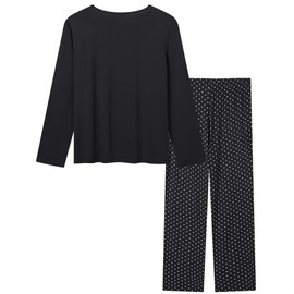 Amorbella Womens Viscose Pyjamas Light/Lightweight Jersey Moisture Wicking PJs Long Sleeved Cozy Lounge Sets for Night Sweats Plus Size (Black, XXL)