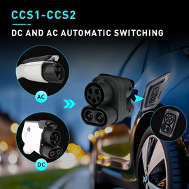 EVHIKING CCS1 to CCS2 Adapter EV Charger Adpater DC 1000V 250A and AC 32A EV Charger Connector Black Type 1 to Type 2 Adapter SAE j1772 to IEC62196