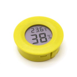 DollaTek Mini Digital LCD Temperature Humidity Meter Thermometer Hygrometer Round Yellow Pack of 2