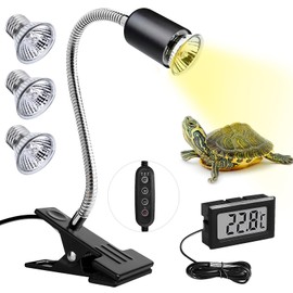Tortoise Heat Lamp - Reptile Terrarium Lamp with Thermometer, UV Heat Lamp with 3 Reptiles Heating Lamp, Heat Lamp Turtles, Heat Lamp with Clip for Turtles, Snakes, Reptiles