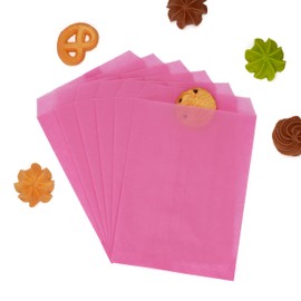 Quotidian Hot Pink Greaseproof Paper Cookie Bags for Treat Wedding Confetti Stamps Pack of 100 (4'' x 6'')