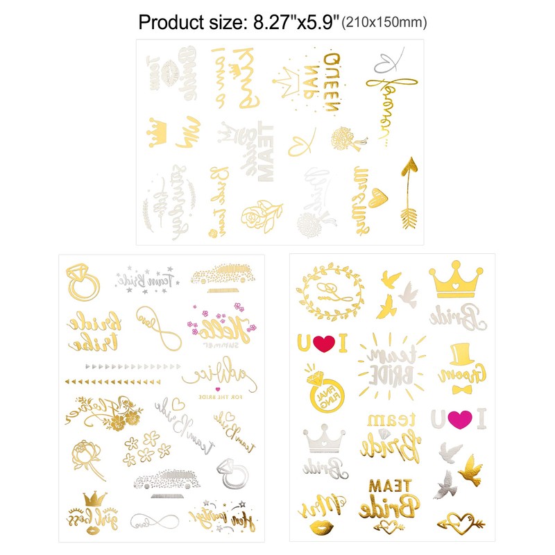 HOWAF 134 Piece Hen Party Tattoo Set, Gold JGA Tattoo