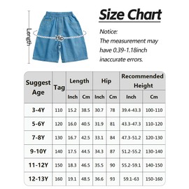 Happy Cherry Jeans Shorts Kids Boys Girls Cargo Shorts Made of Tencel Summer Cotton Jeans Elastic Waist Sports Shorts 3-13 Years, Blue-03