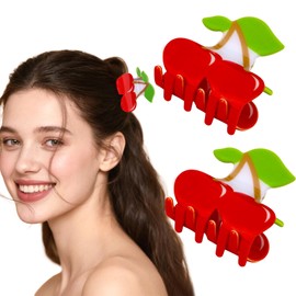 AMCAMI Cherry Claw Clip 2 Pack，Small Cherry Accessories for Women,Cute Summer Fruit Hair Clips, Non Slip Fashion Hair Accessories