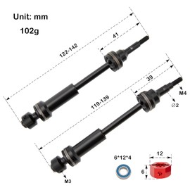 MEUS RACING Steel Front Rear Drive Shaft CVD Driveshaft Kit ONLY for Traxxas New Slash/Hoss/Jato/Rustler/Stampede 4X4 with 9080 Extreme Heavy Duty Upgrade Kit (for New 4x4)
