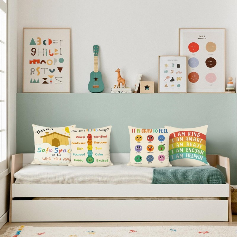 COZZSNUGE Calming Corner Cushion Covers Sun Rainbow Kids Polyester Decorative