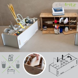 clipfritz - Wooden Pen Box (approx. 14 x 32 cm) Desk Pen Holder for Children, Adults - Pen Holder Ideal as Office Organiser - Pen Holder for Children's Room - Pen Container for Office Utensils