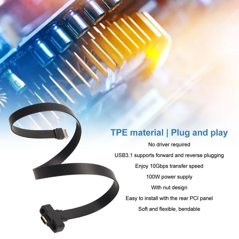 USB 3.1 Type C Front Panel Header Extension Cable with
