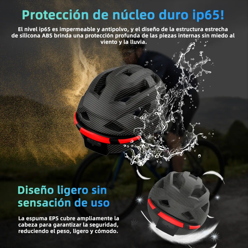 Casco Inteligente Con Auriculares Bluetooth Luz Advertencia