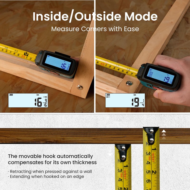 Digital Tape Measure 16 Ft - 6 Metric and Imperial