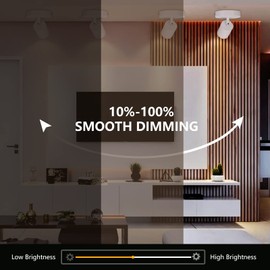 VANoopee Flush Mount LED Ceiling Spotlight Dimmable Adjustable Spotlight Directional Spot Lights Indoor Bright Can Accent Fixture for Living Room Bedroom - CRI90 Flicker Free 10W 800lm 3000K White