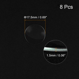 uxcell 8 Pack 17.5mm Dia. Watch Glass Crystal Lens, Single Dome Round 1.5mm Edge Thickness for Watchmaker Repair Clear