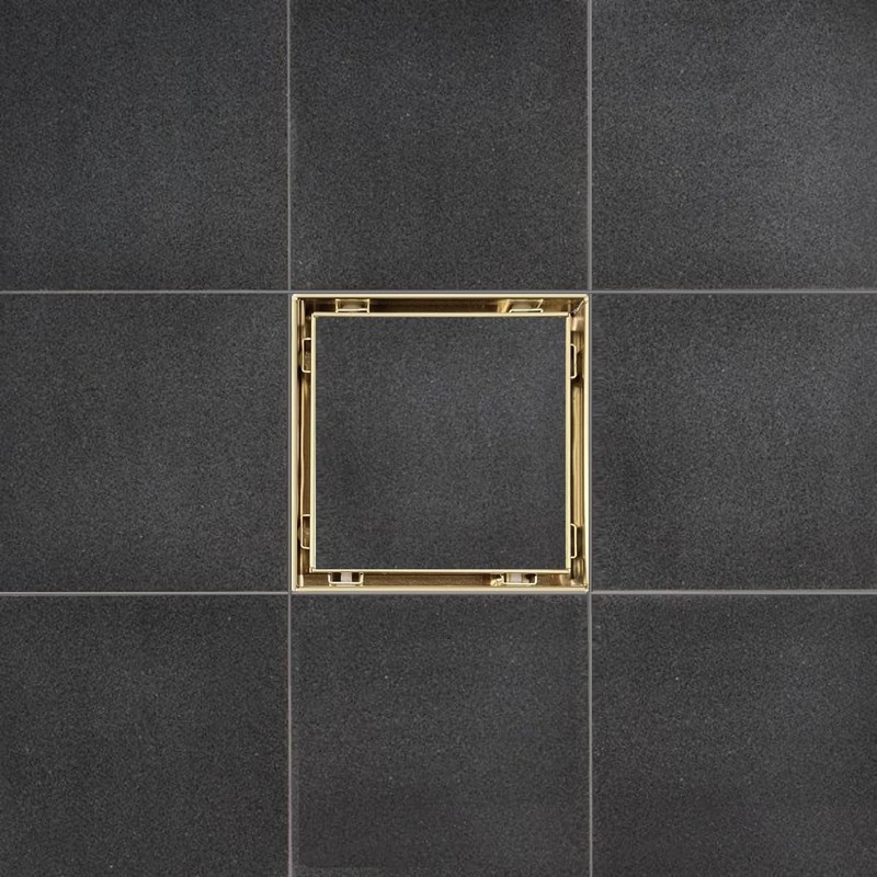 SereneDrains 304 Stainless Steel Tile in Square Brushed Gold Shower