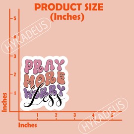 (3Pcs) Pray More Worry Less Sticker Christian Sticker Prayer Sticker Faith Sticker Jesus Sticker Religious Sticker Decals, Waterproof Vinyl Decal for Books Water Bottle Laptop Phone Tumbler, 3" x 2.7"