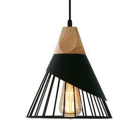 Mxsaoud Black Pendant Lights Kitchen Island,Black Pendant Light,Adjustable Wood Hanging Light Fixture,Industrial Pendant Lighting for Dining Room,Living Room,Bedroom,Hallway,Kitchen,Bar