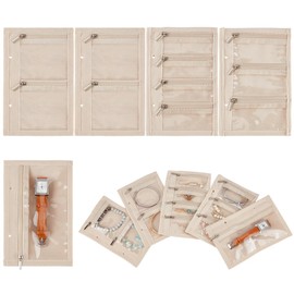 WEBEEDY 5 Styles Travel Jewelry Organizer Pouch mit Clear Zipper Pocket, Velvet Jewelry Pouches Travel Jewelry Bags for Rings Necklaces Earrings Bracelets, Beige