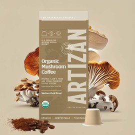Organic Home Compostable Coffee Capsules for Nespresso Original Machines | Functional Mushroom Coffee with Lion's Mane and Chaga Espresso or Lungo | Non-GMO Fairtrade Kosher Vegan | Mycotoxin